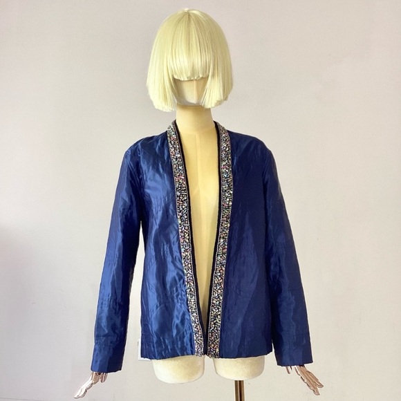 Isabel Marant quilted Blue Jewel Embellishment Jacket SZ 6 - Picture 10 of 10